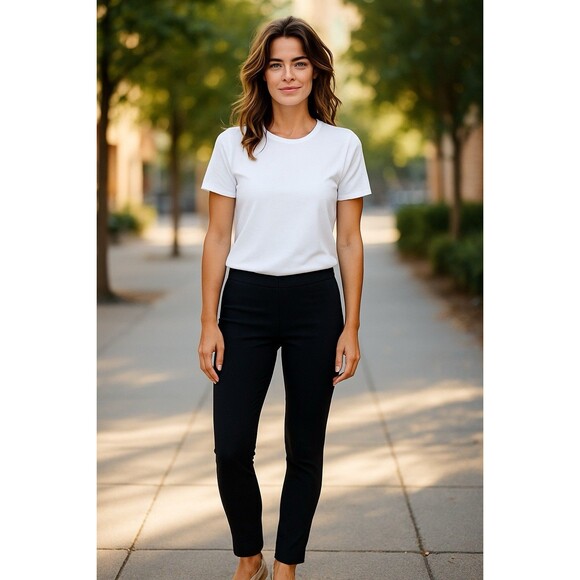 Two by Vince Camuto Womens Small Black Cigarette Pants Slim Leg Trousers - Picture 4 of 16